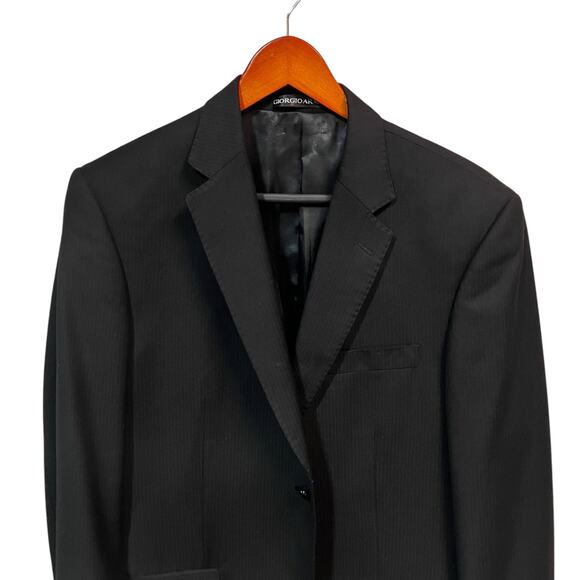 Giorgio Armani Sport Coat 42” Chest Le Collezioni Black Striped 2 Button Career - Picture 2 of 9